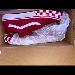 Red/checkerboard vans